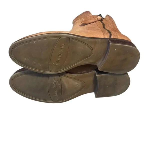 Franco Sarto Halford Leather Ankle Boots Brown Side Zip Women's Size 7.5M - Picture 15 of 16